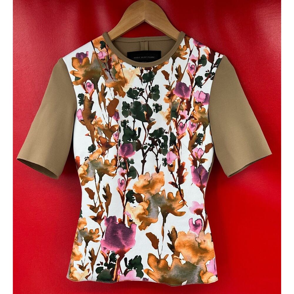 Maison Marie Saint Pierre Colagreco Floral Print Scuba Top Size 2 Made In Canada